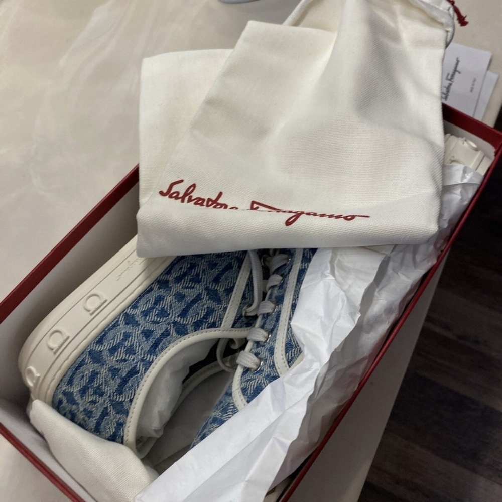 Blue Patterned Sneakers - image 4